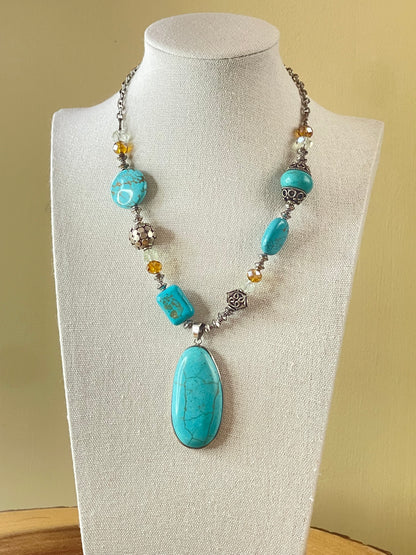 Turquoise Necklace - Beaded Necklace - Statement Necklace