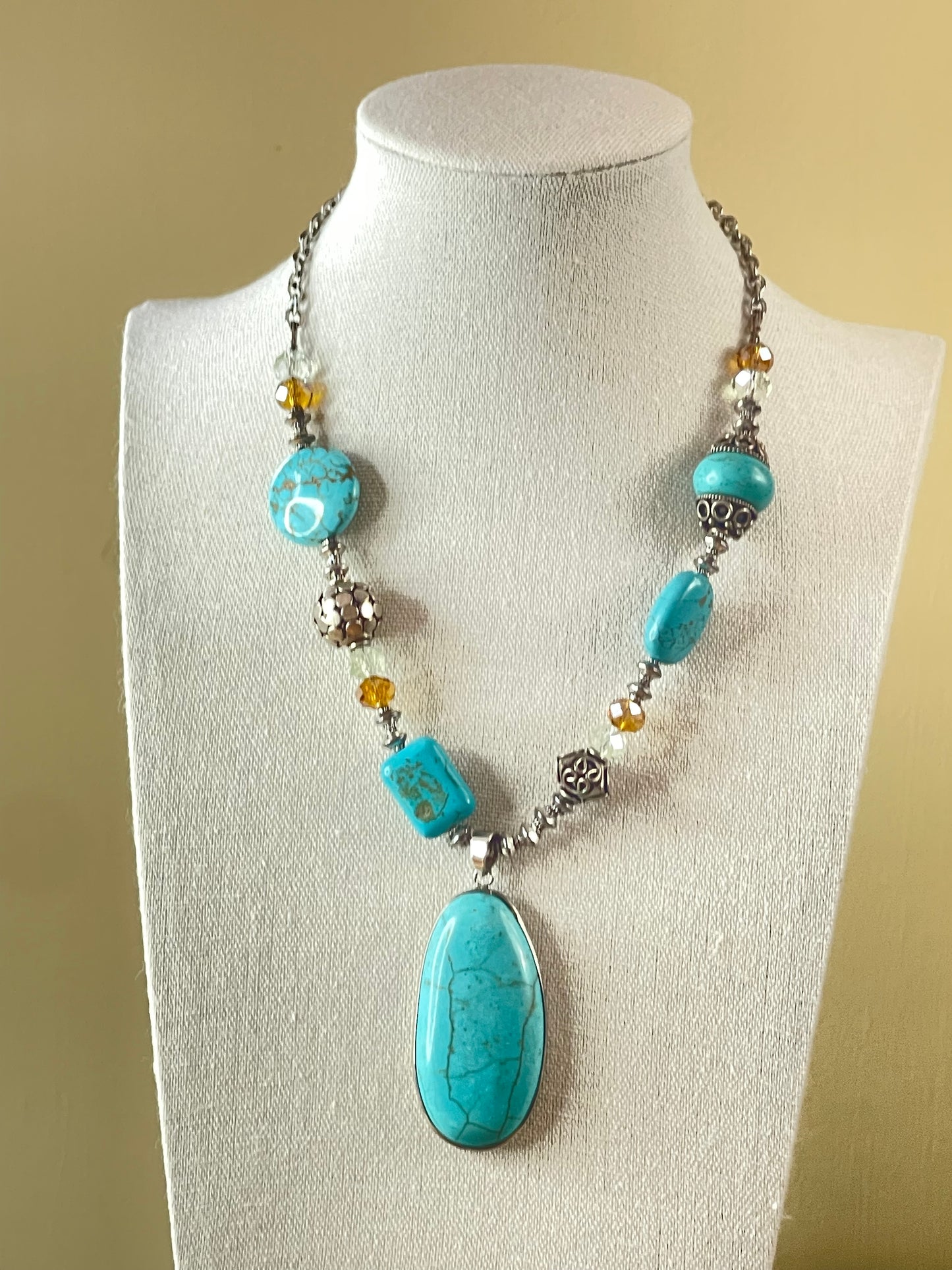 Turquoise Necklace - Beaded Necklace - Statement Necklace