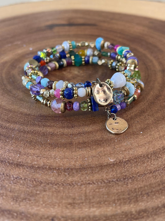 Wrap Bracelet - Bangle Bracelet - Gemstone Bracelet - Beaded Bracelet
