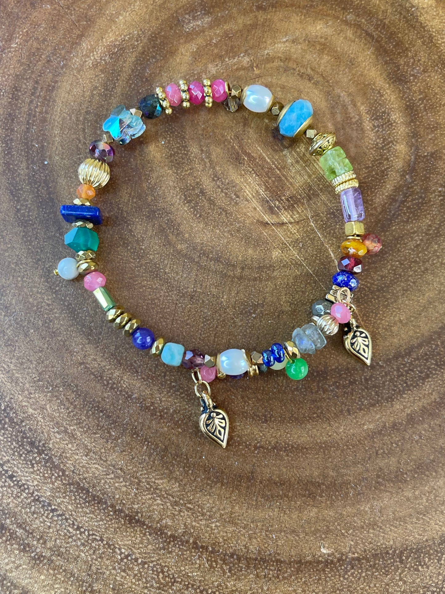 Wrap Bracelet - Bangle Bracelet - Gemstone Bracelet - Beaded Bracelet