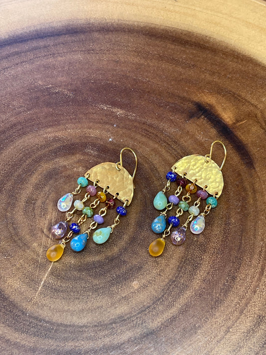 Czech Earrings - Colored Earrings - Brass Earrings