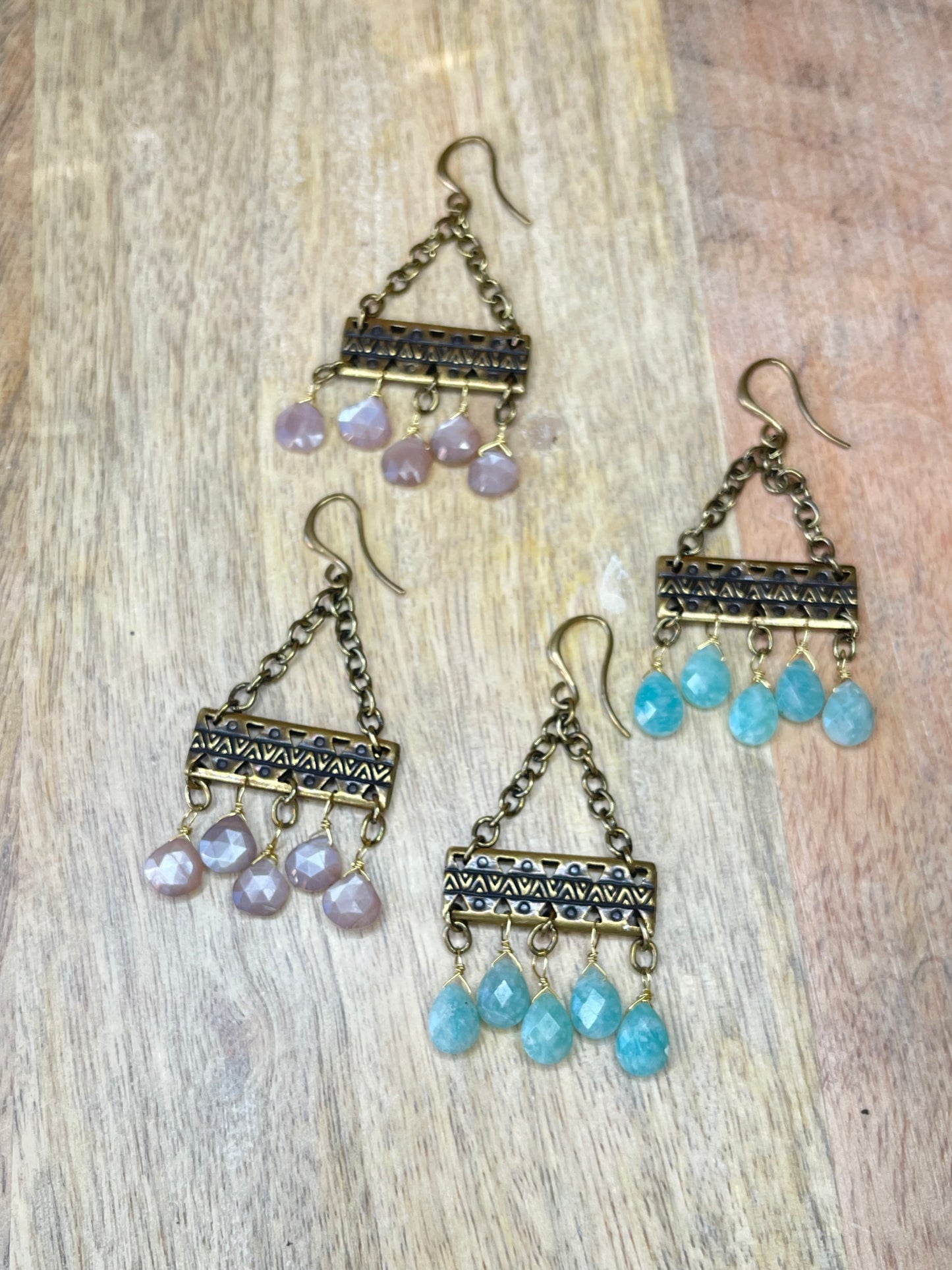 Gemstone Earrings - Moonstone Earrings - Amazonite Earrings