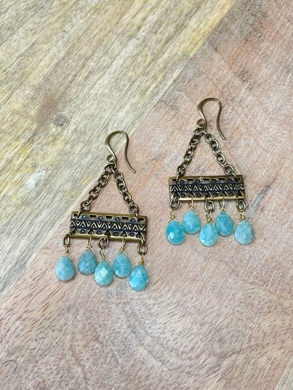 Gemstone Earrings - Moonstone Earrings - Amazonite Earrings