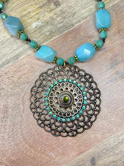 Amazonite Necklace - Blue Necklace - Statement Necklace