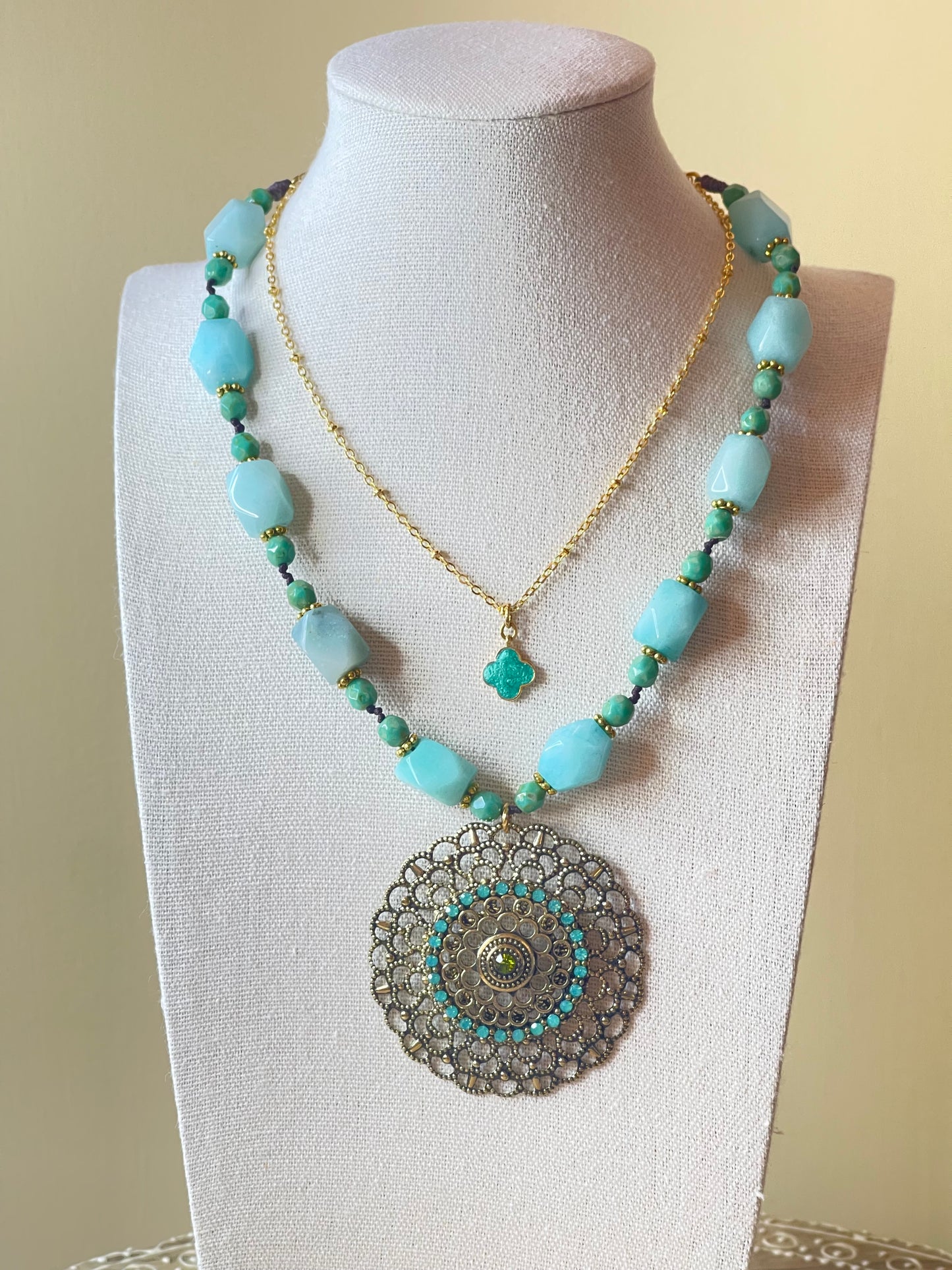 Amazonite Necklace - Blue Necklace - Statement Necklace