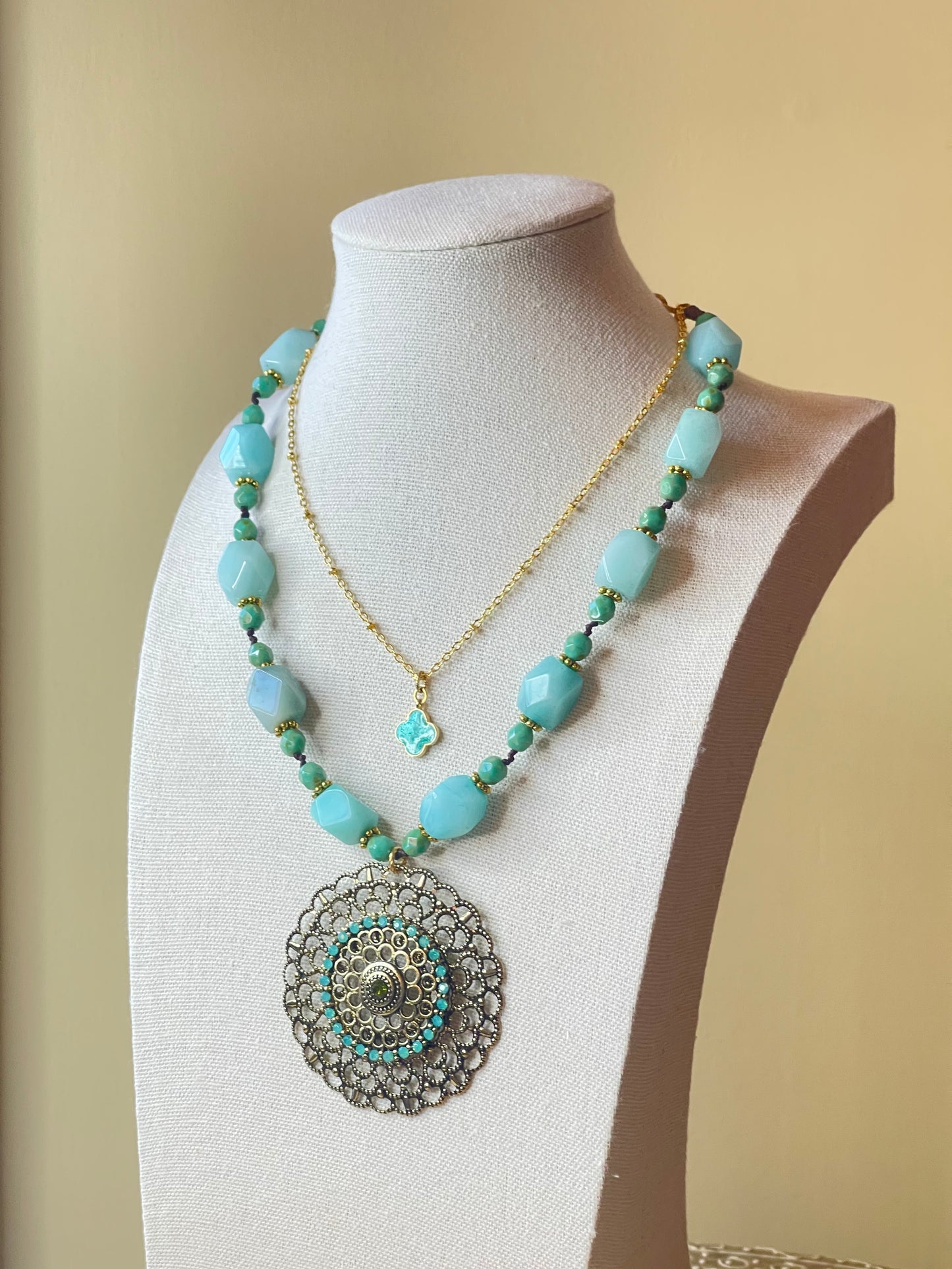 Amazonite Necklace - Blue Necklace - Statement Necklace