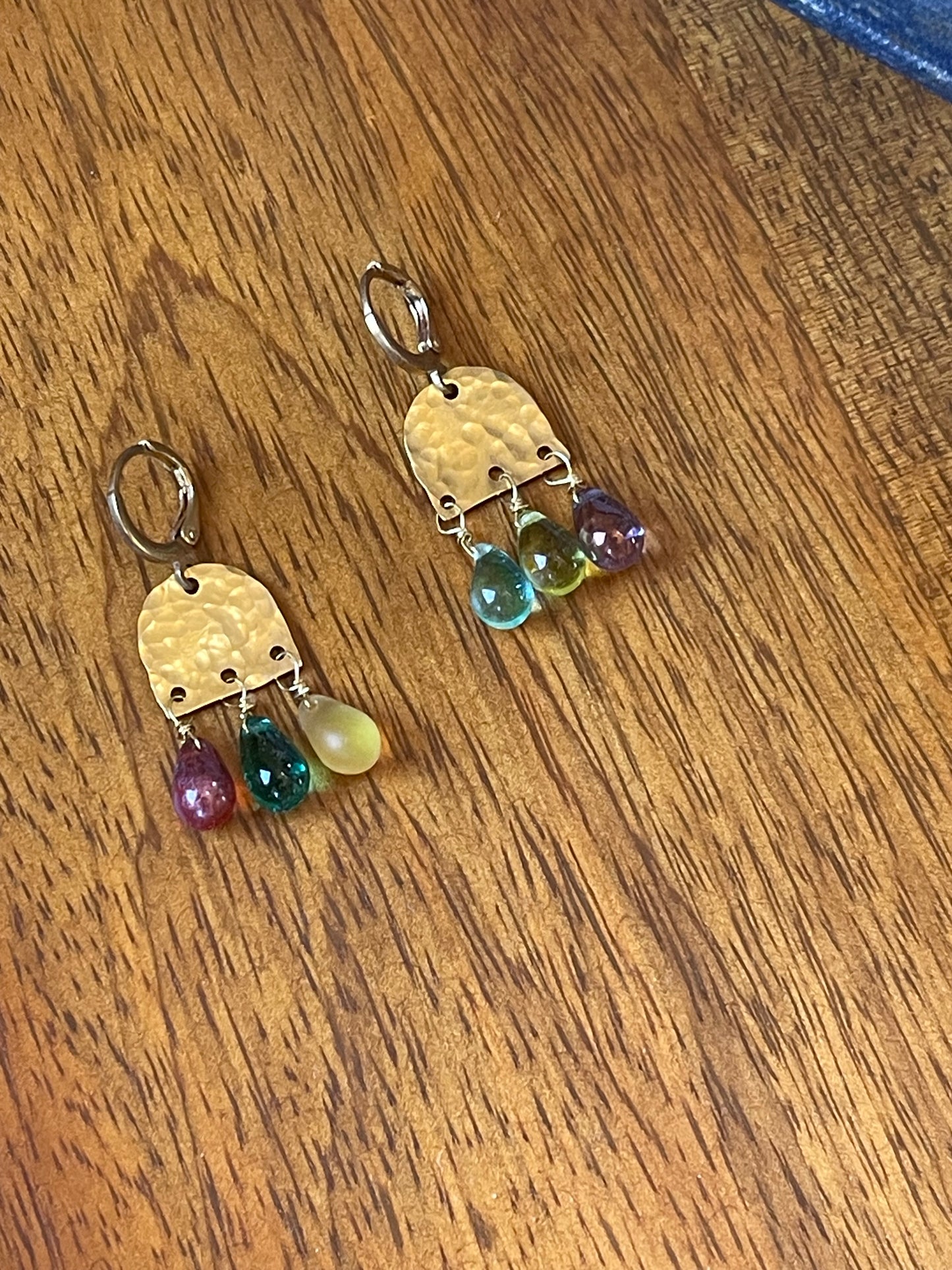 Czech Earrings - Colored Earrings - Brass Earrings