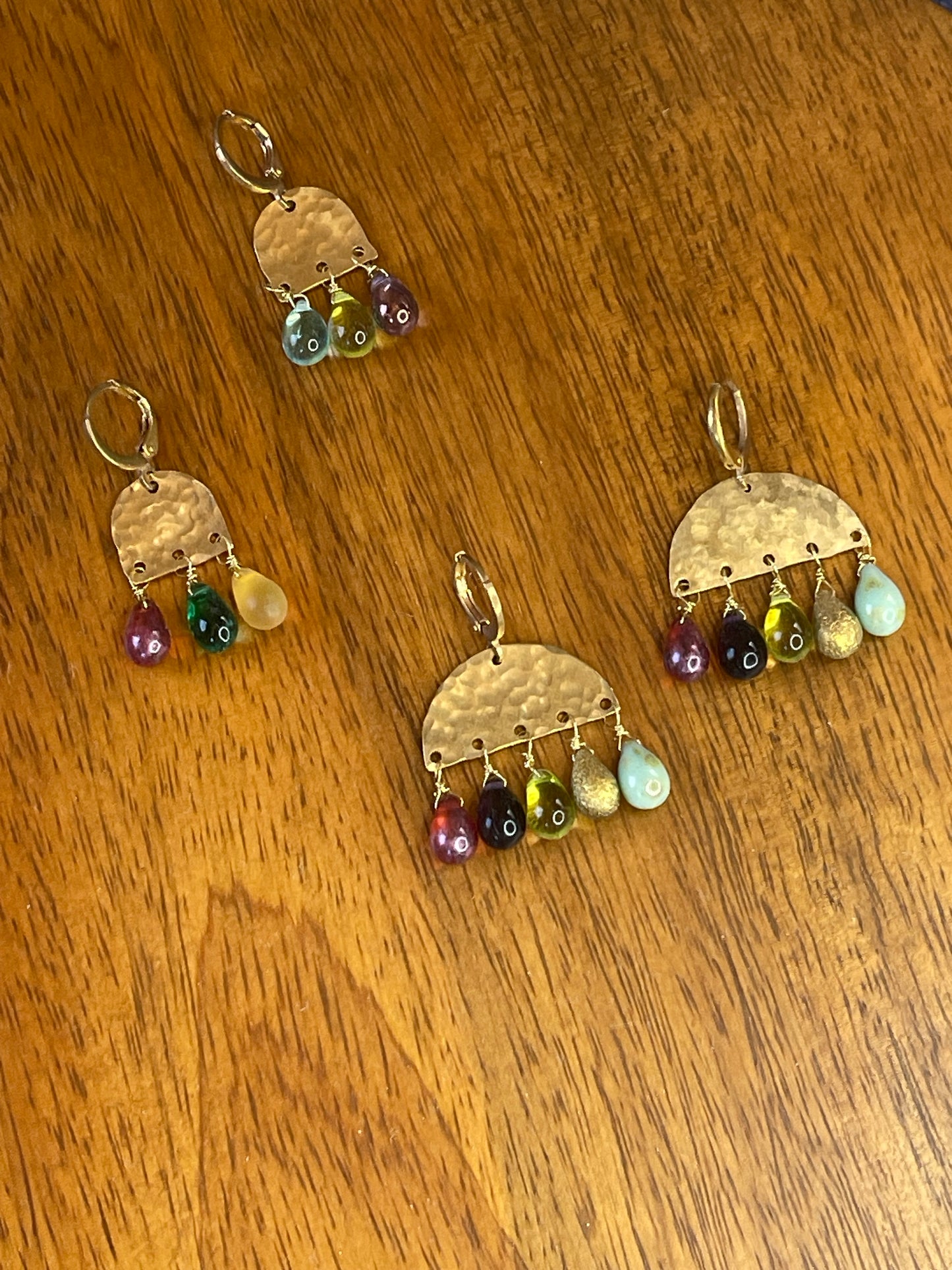 Czech Earrings - Colored Earrings - Brass Earrings