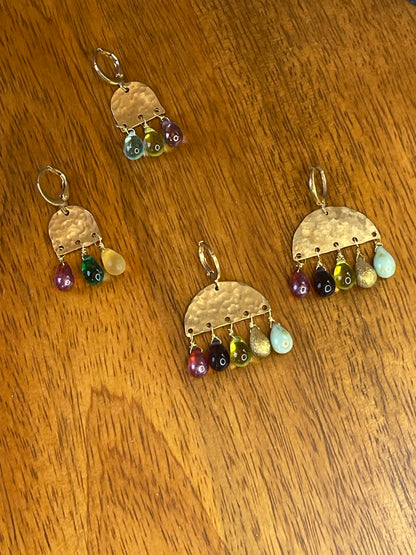 Czech Earrings - Colored Earrings - Brass Earrings
