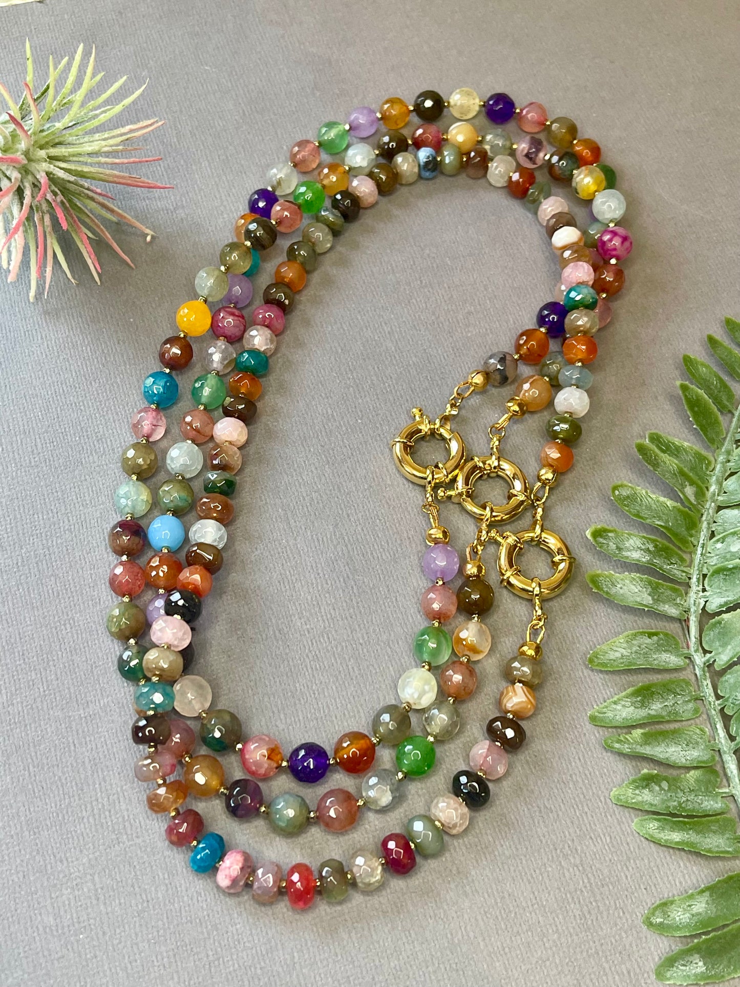Handmade colorful gemstone necklace
Natural Gemstone Necklace with gold accents
Colorful everyday gemstone necklace
Layering gemstone necklace for women