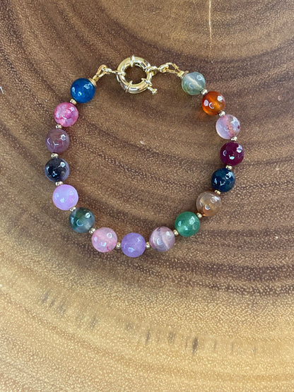 Colorful Faceted Agate Beaded Bracelet