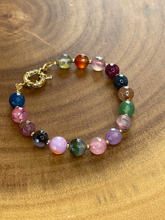 Colorful Faceted Agate Beaded Bracelet