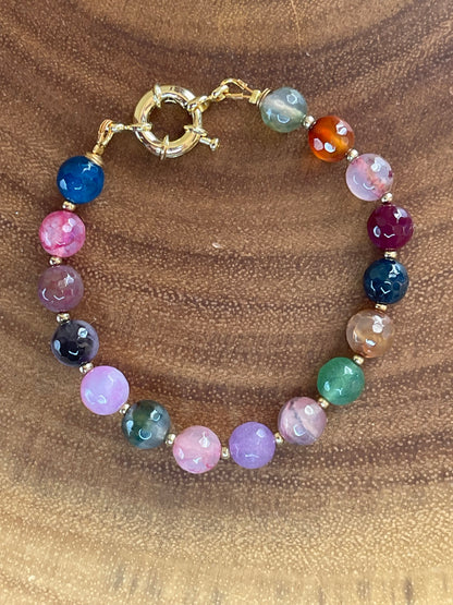 Colorful Faceted Agate Beaded Bracelet