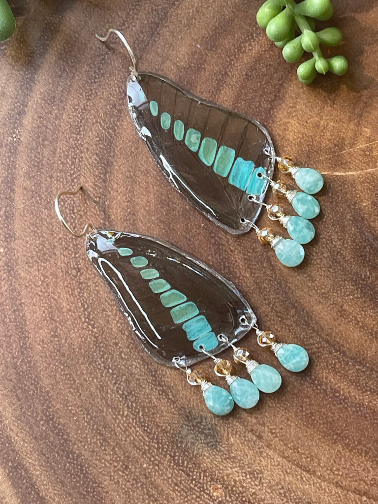 Amazonite Butterfly Earrings