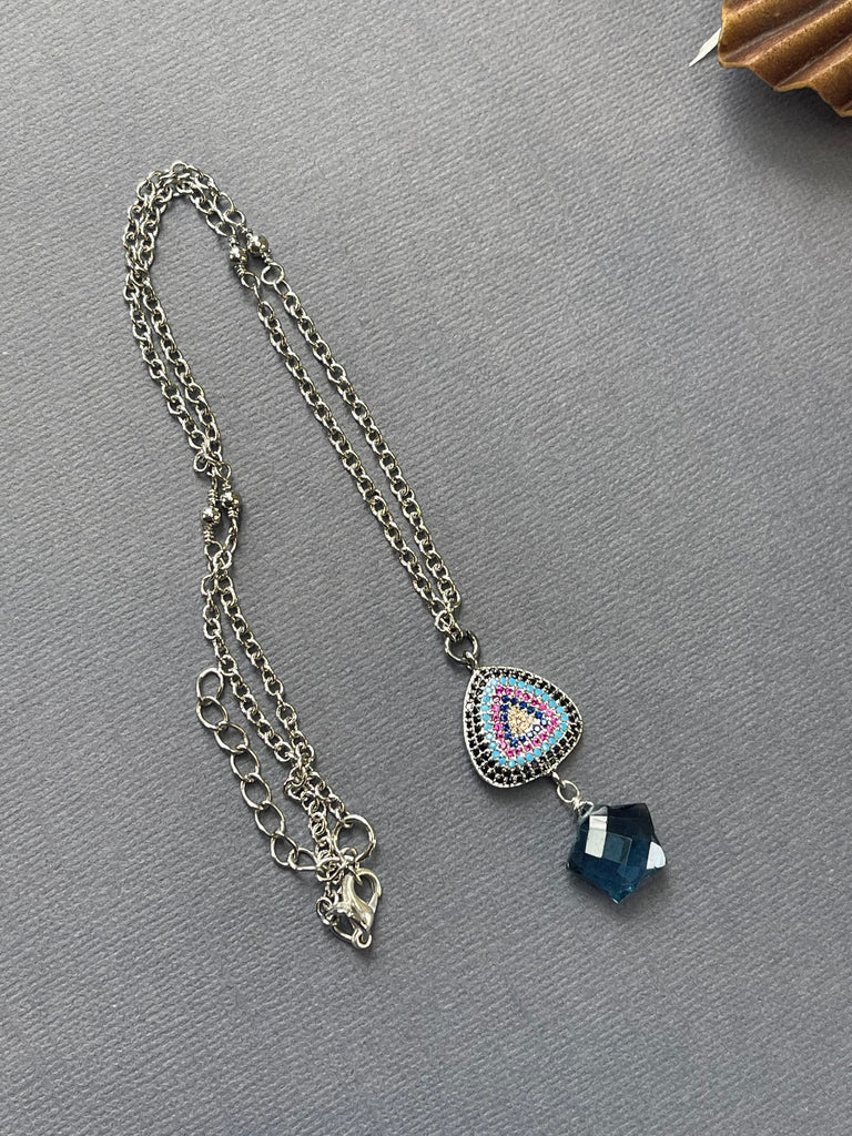 Pave Blue Quartz Star Necklace Set