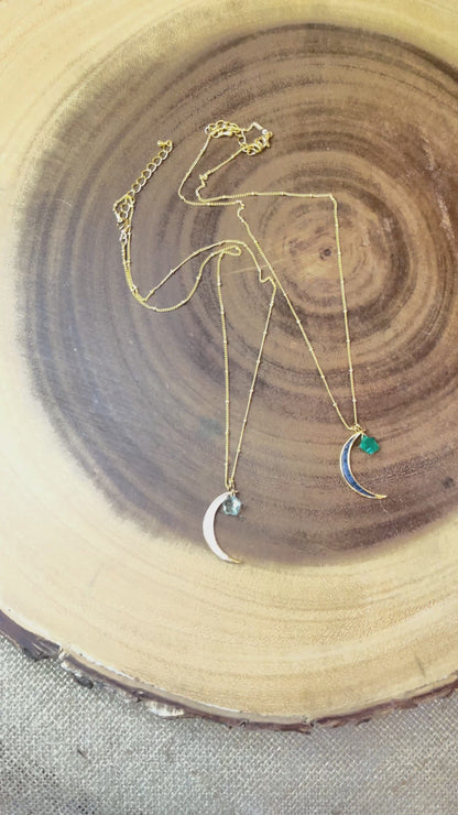 Moon Necklace - Enamel Necklace - Star Necklace