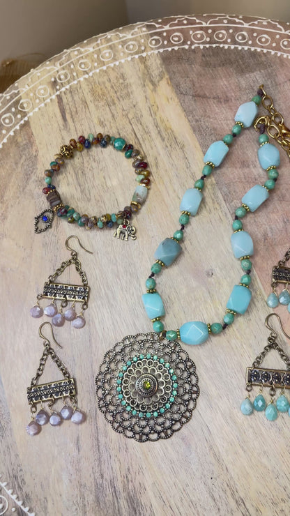 Amazonite Necklace - Blue Necklace - Statement Necklace