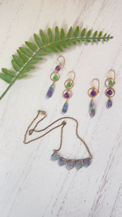 Fluorite Earrings - Gemstone Earrings - Dangle Earrings