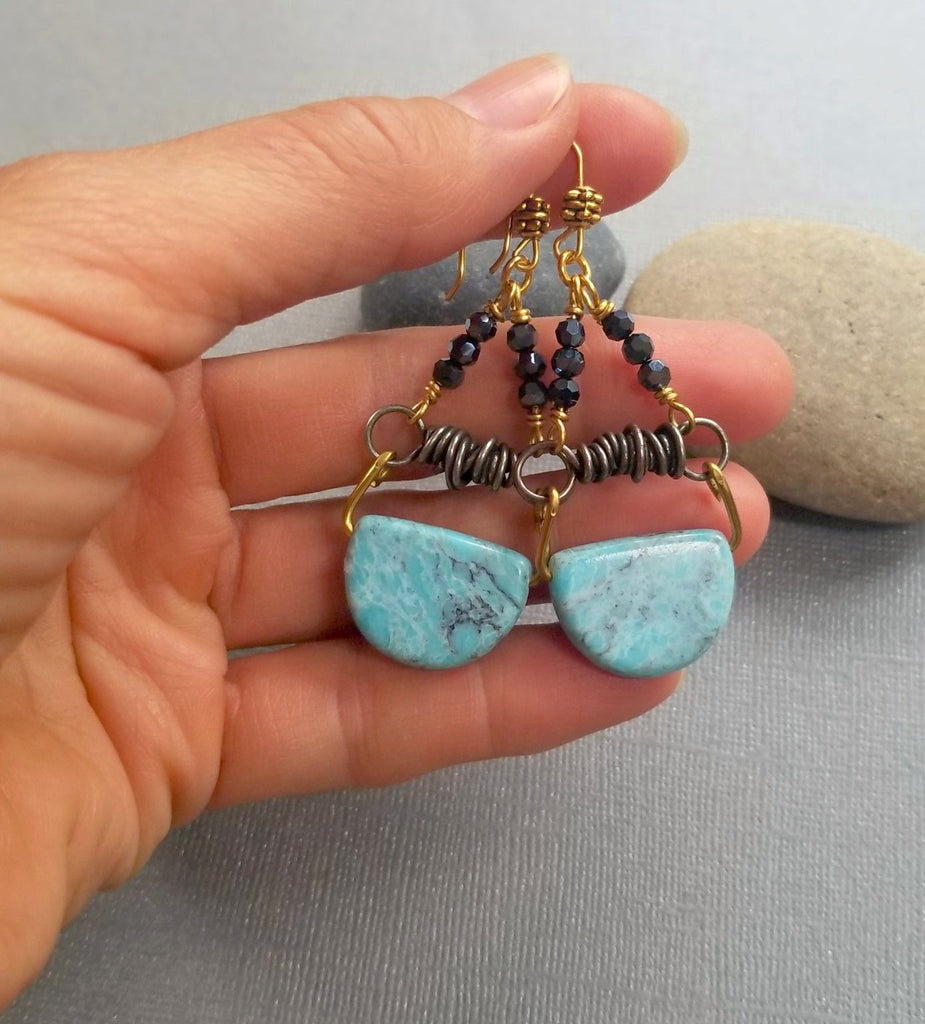 Two Tone Turquoise Earrings