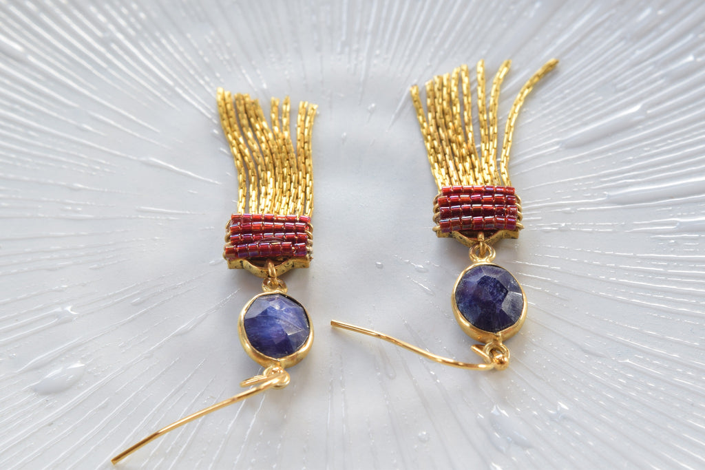 Lapis Lazuli Fringe Earrings