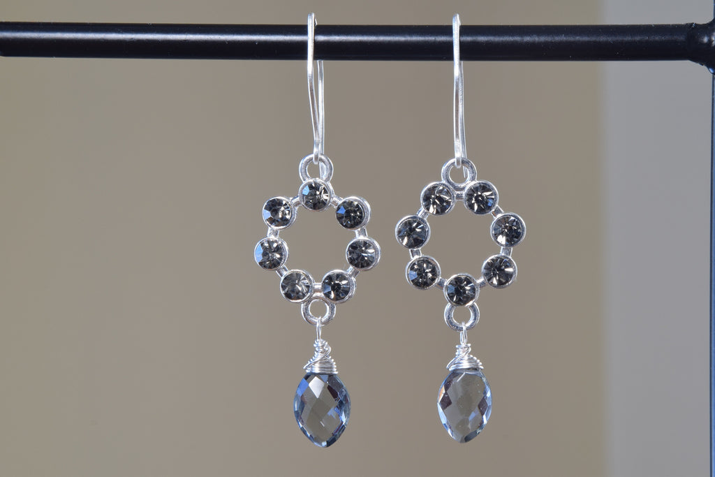 Gray Quartz Silver Earrings