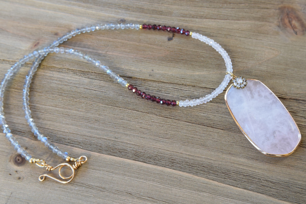 Rose Quartz and Labradorite Necklace