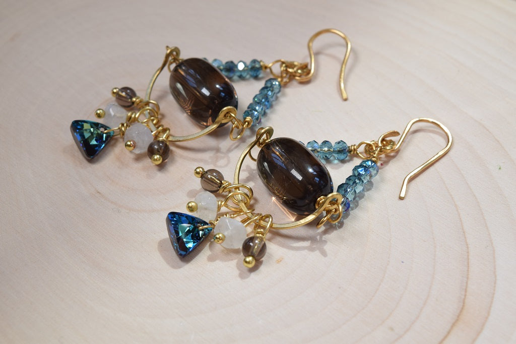 Topaz Quartz and Moonstone Earrings