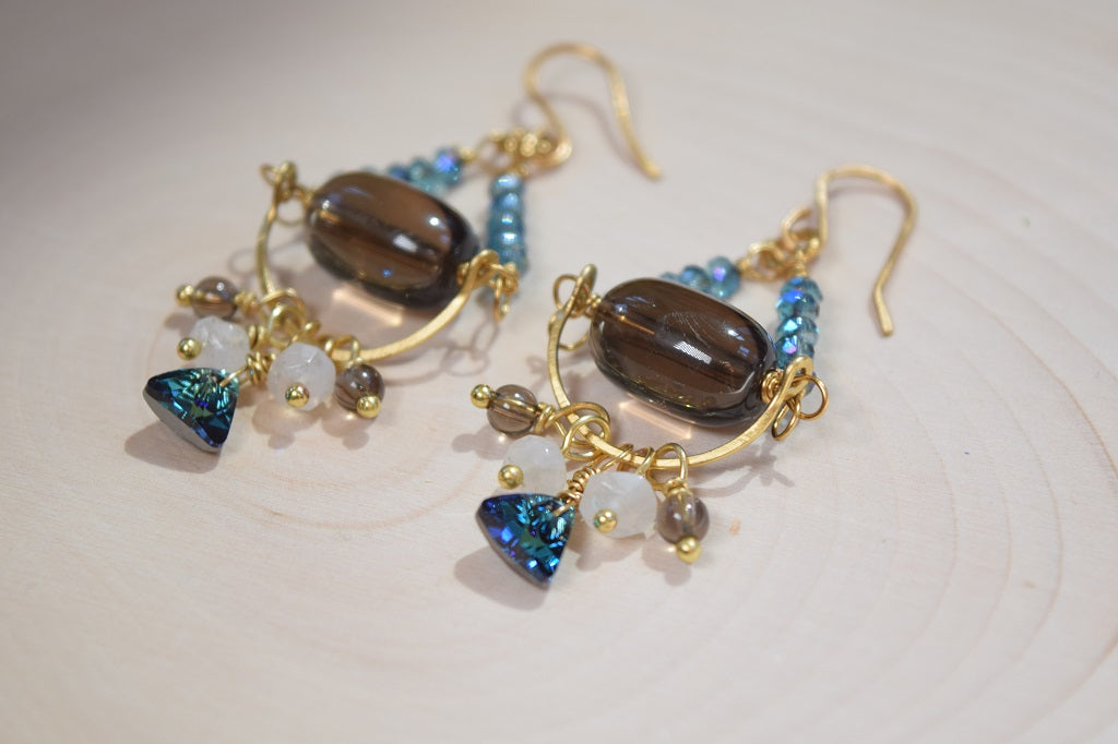 Topaz Quartz and Moonstone Earrings