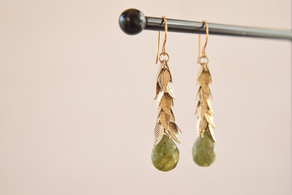Leaf Style Vessonite Earrings