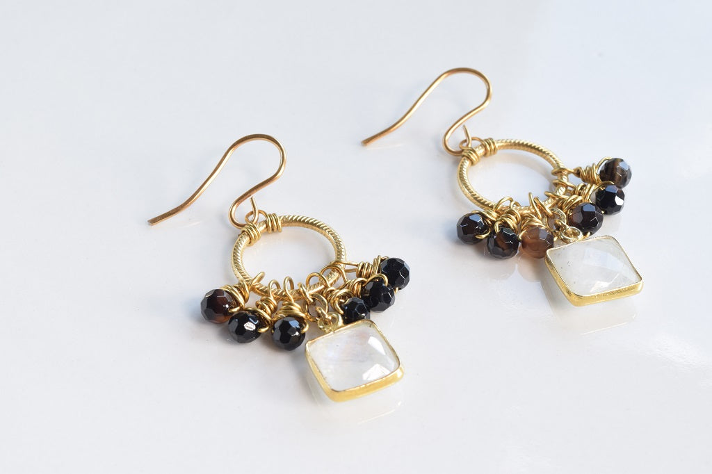 Moonstone Cluster Earrings