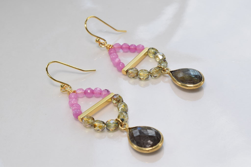 Labradorite and Jade Earrings