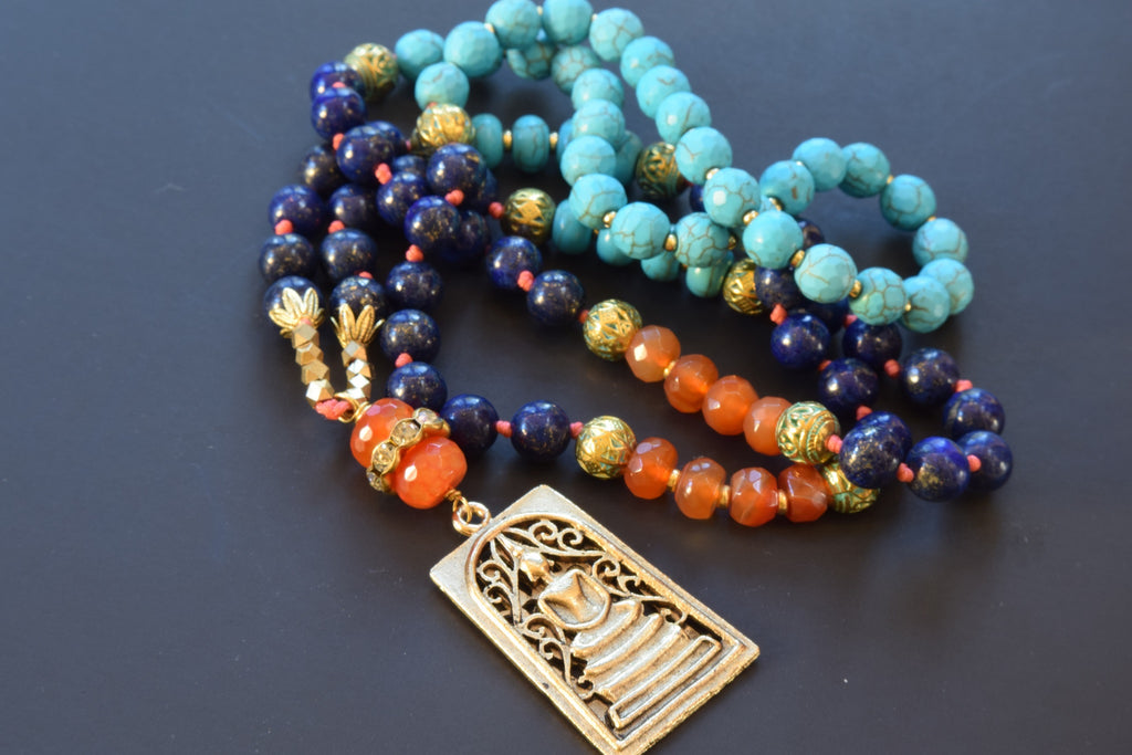 Buddha Lapis Lazuli Knotted Necklace