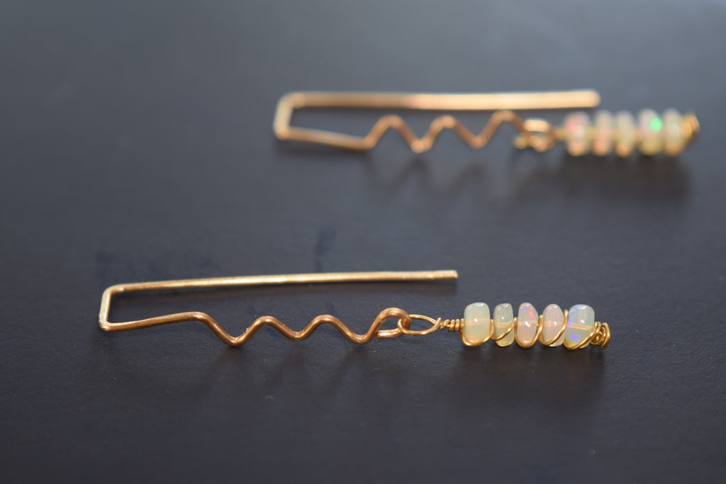 Ethopian Opal Zig Zag Earrings