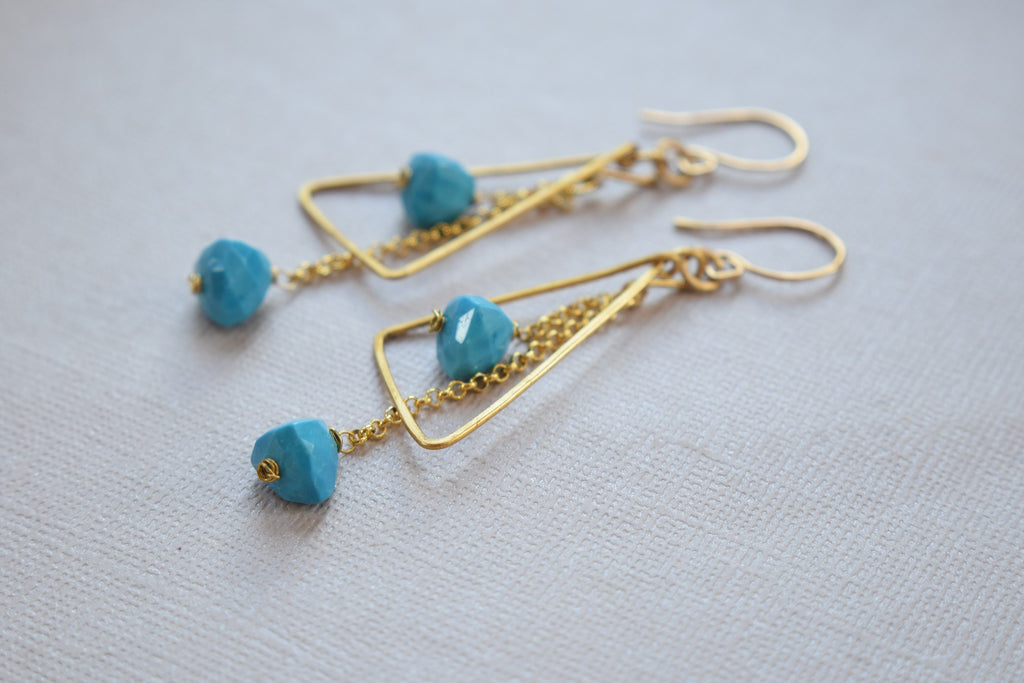 Turquoise Angled Earrings