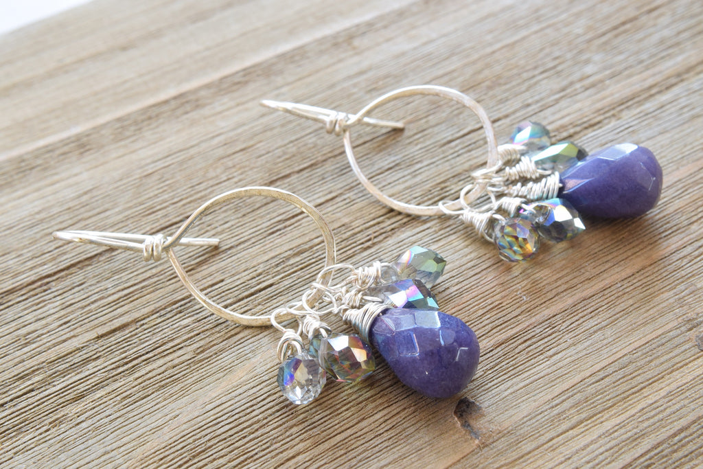 Purple Jade Cluster Earrings