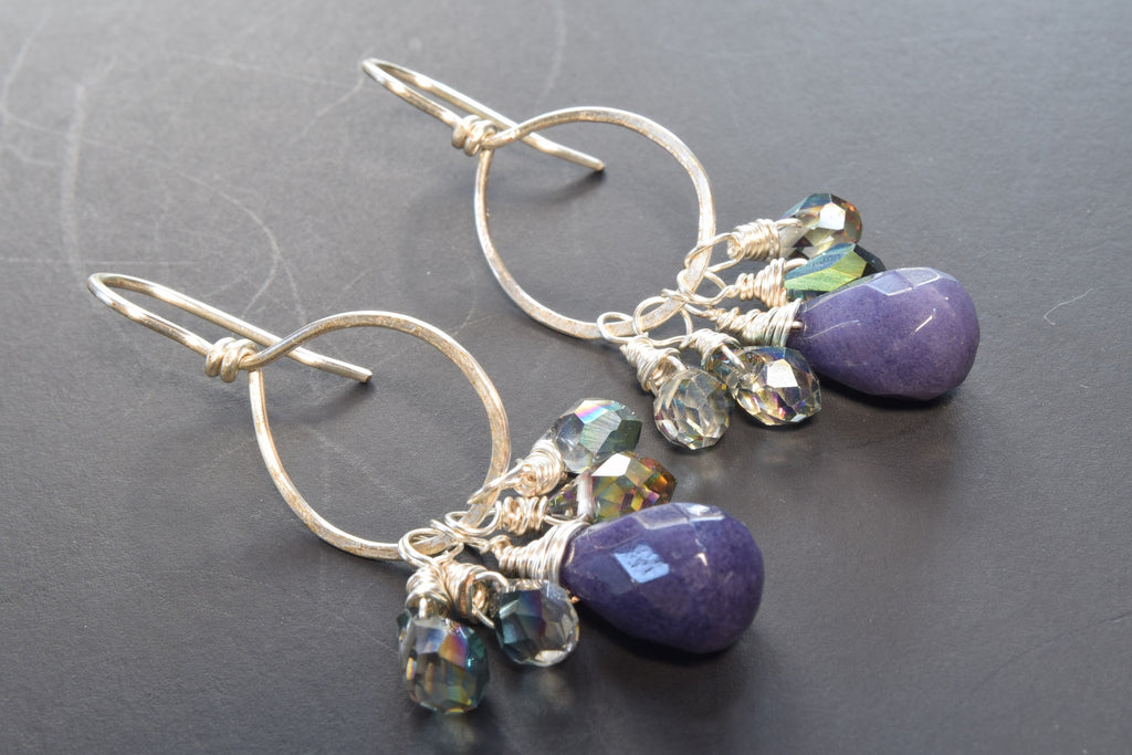Purple Jade Cluster Earrings