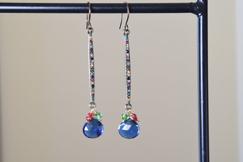 Blue Quartz Multicolored Dangle Earrings