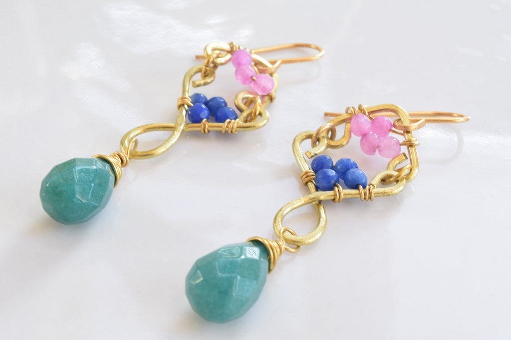 Vibrant colored jade earrings