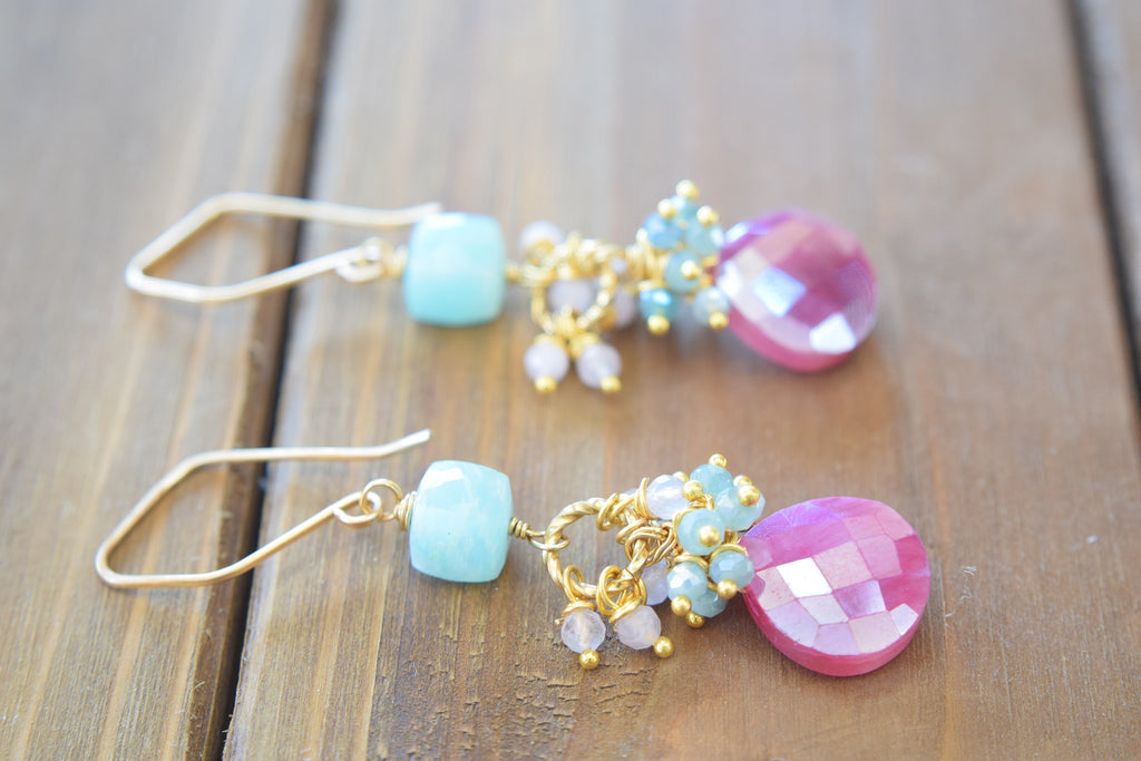 Mystic Pink  Moonstone Earrings