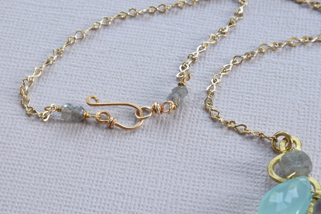 Labradorite and Aqua Blue Chalcedony Necklace