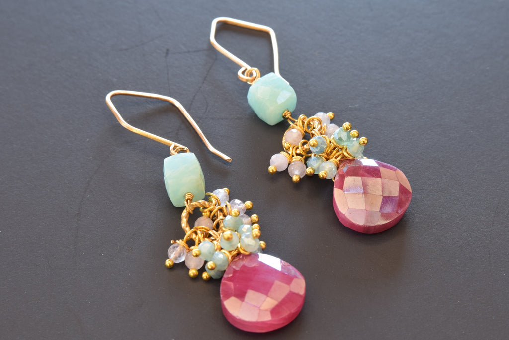 Mystic Pink  Moonstone Earrings