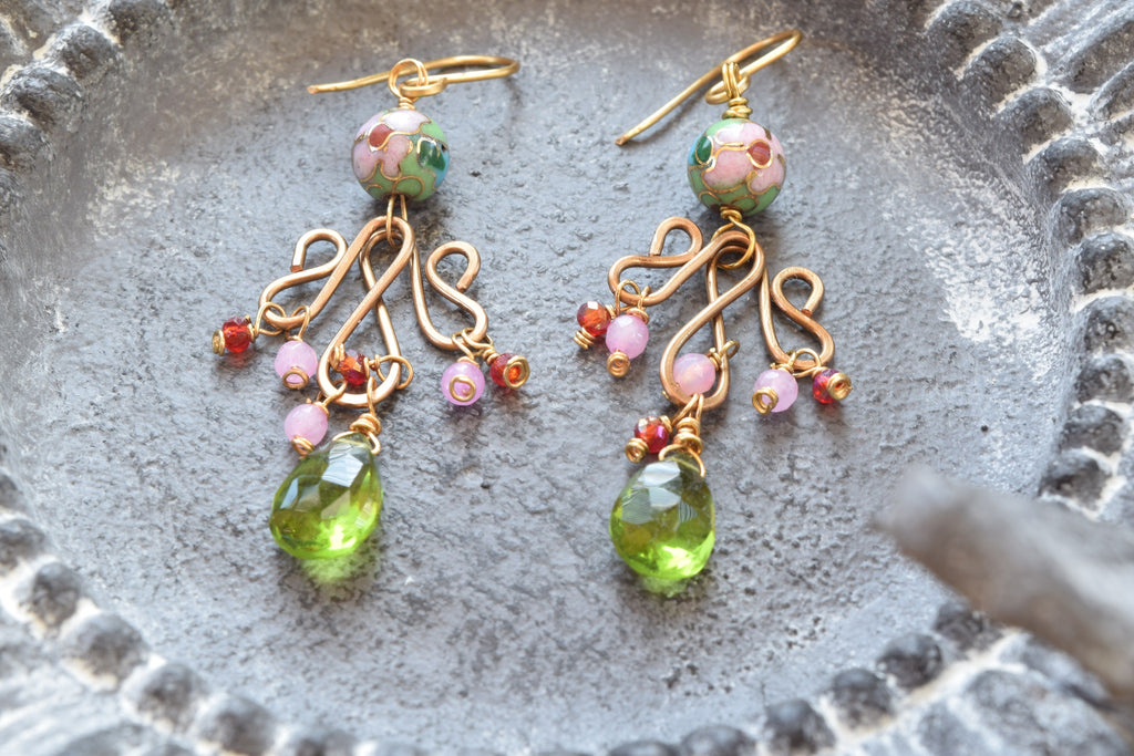 Green Quartz and Jade Earrings