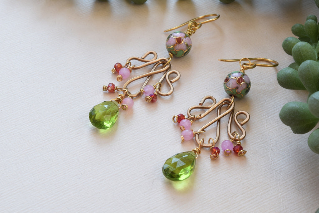 Green Quartz and Jade Earrings