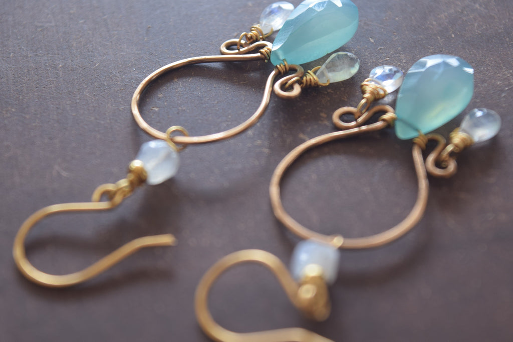 Blue Chalcedony and Moonstone Earrings