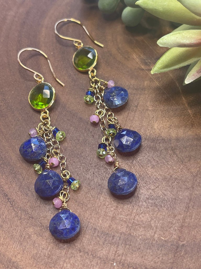 Lapis Lazuli and Peridot Earrings