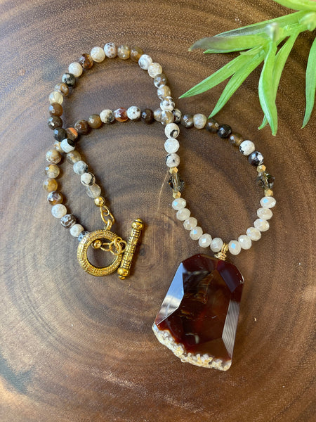 Brown Spotted Agate Necklace