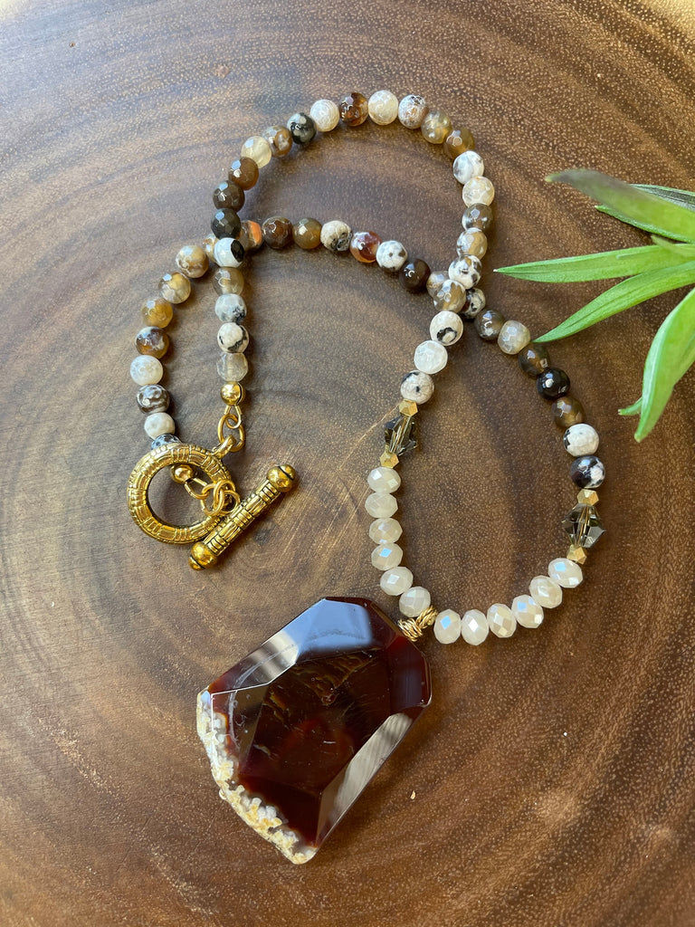 Brown Spotted Agate Necklace