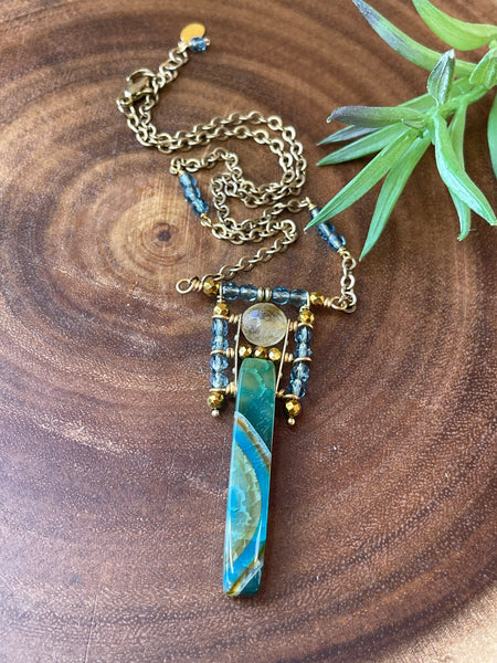 Czech and Agate Point Necklace