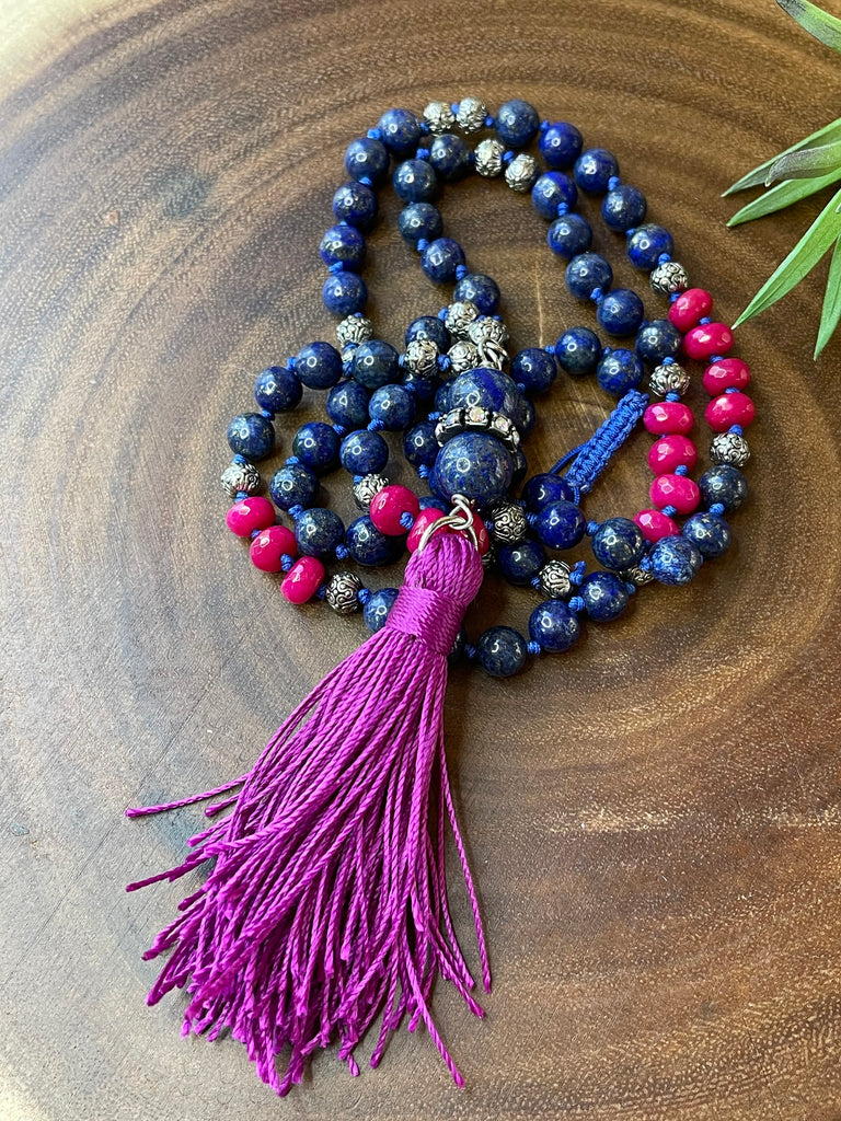 Lapis Lazuli Pink Tassel Necklace
