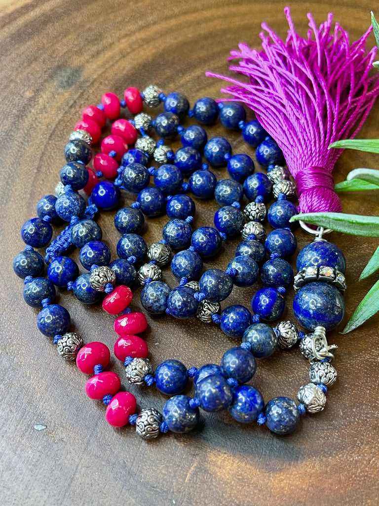 Lapis Lazuli Pink Tassel Necklace